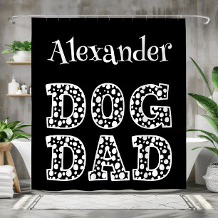 Personalised Black and White Dog Dad Shower Curtain