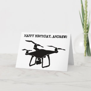 Personalised Black and White Drone Card