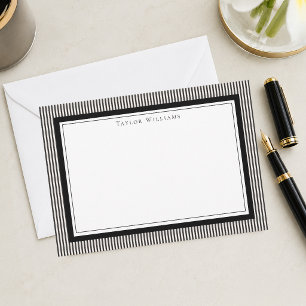 Personalised Black and White Elegant Stripes Card