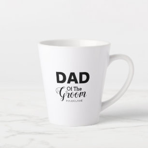 Personalised black and white father of the groom latte mug