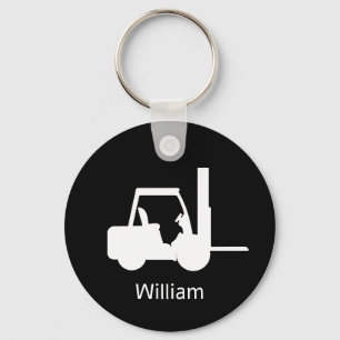 Personalised  black and white  Forklift Key Ring