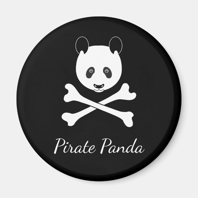 Personalised Black and White Funny Pirate Panda Magnet (Front)
