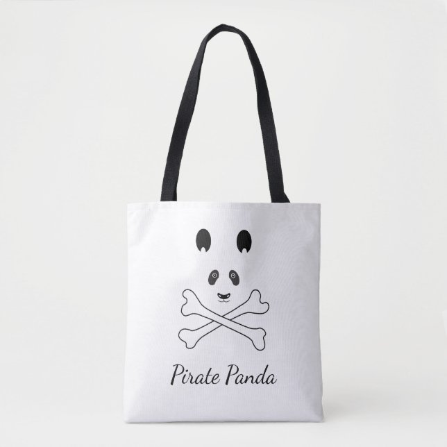 Personalised Black and White Funny Pirate Panda Tote Bag (Front)