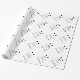 Personalised Black and White Funny Pirate Panda Wrapping Paper