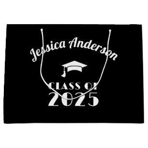 Personalised Black and White Graduation Large Gift Bag