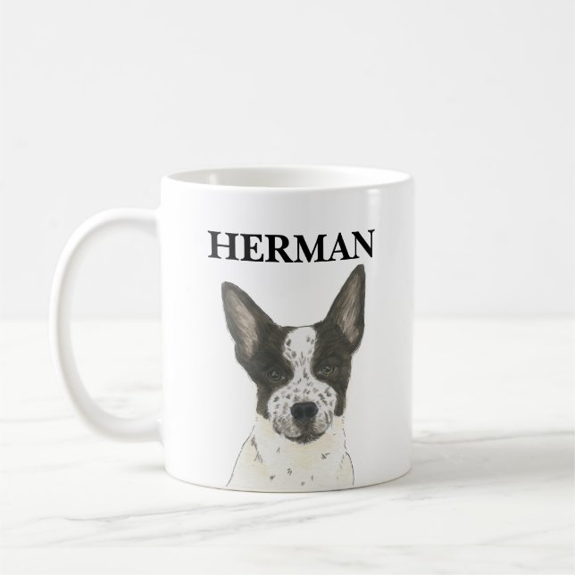 Personalised Black and White Heeler Cattledog Coffee Mug (Left)