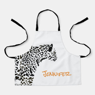 Personalised Black and White Jaguar Apron