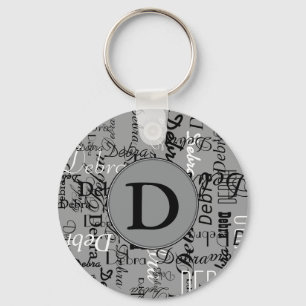 personalised black and white key ring