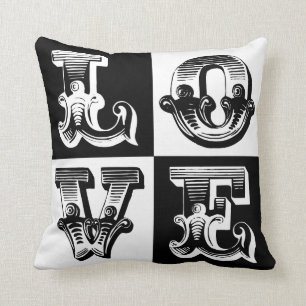 Personalised Black and White Love Cushion
