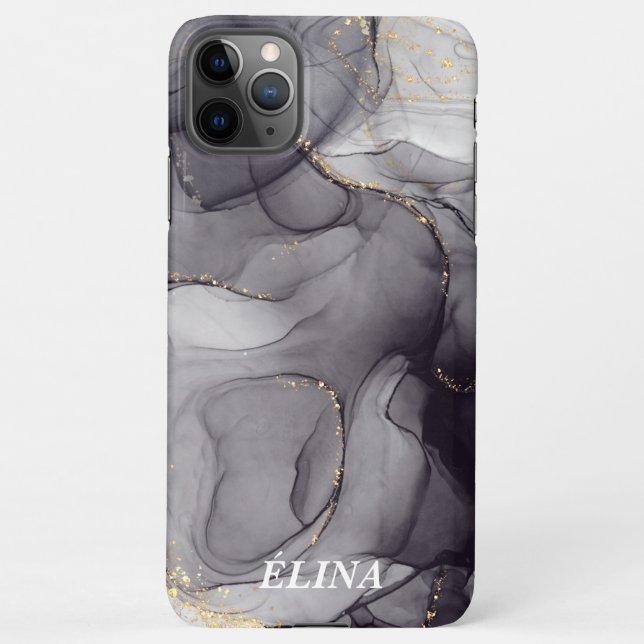 Personalised black and white marble name iPhone case (Back)
