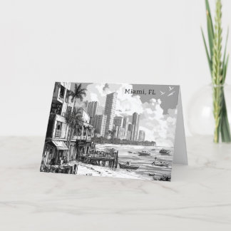 Personalised Black and White Miami FL Holiday Card