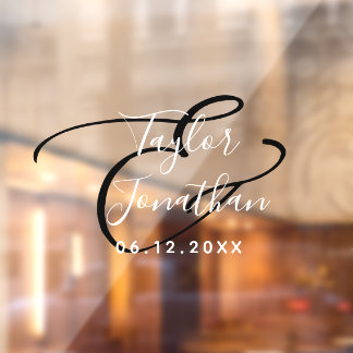 Personalised Black And White Minimal Wedding Window Cling