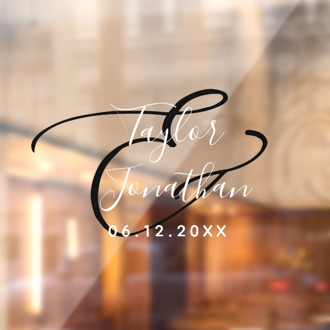 Personalised Black And White Minimal Wedding Window Cling (Sheet 2)