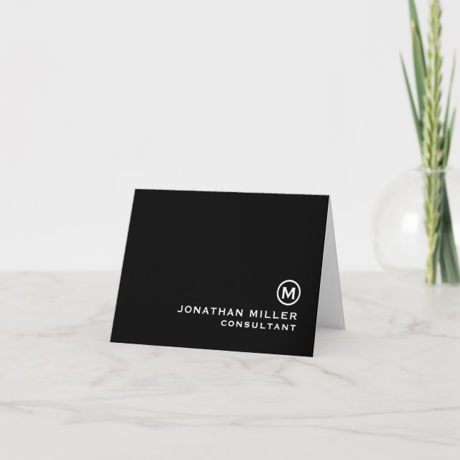 Personalised Black and White Monogram Note Card (Front)