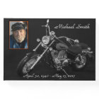 Personalised Black and White Motorcycle Memorial