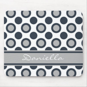 Personalised Black And White Mousepad::Polka Dots Mouse Mat