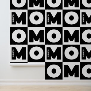 Personalised Black and White Mum Name Pattern Wallpaper