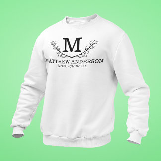 Personalised Black And White Name Monogram Age Sweatshirt