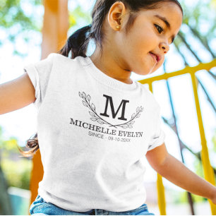 Personalised Black And White Name Monogram Age T-Shirt