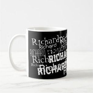 personalised black and white pattern of name coffee mug