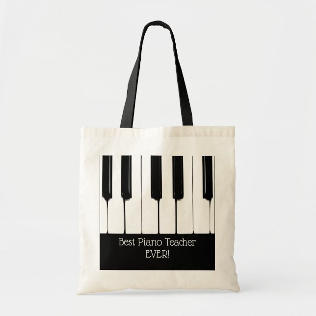 Personalised Black and White Piano Keys Tote Bag (Front)