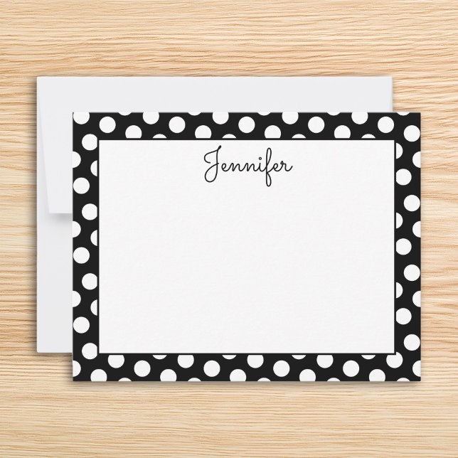 Personalised Black and White Polka Dot Card (Personalized Black and White Polka Dot Note Card)