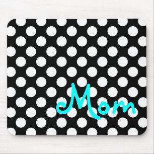Personalised Black and White Polka Dot Mouse Mat
