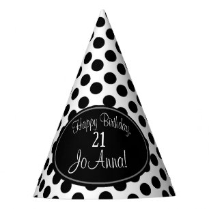 Personalised Black and White Polka Dot Party Hat