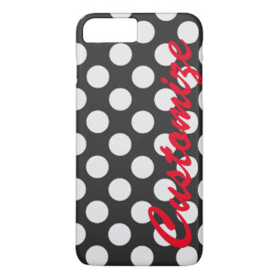 Personalised Black and White Polka Dots iPhone 8 Plus/7 Plus Case