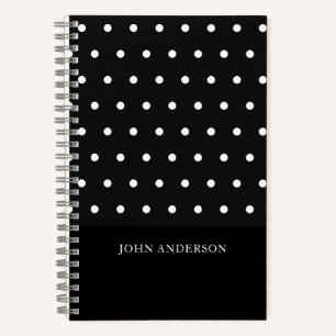 Personalised Black and White Polka Dots  Notebook