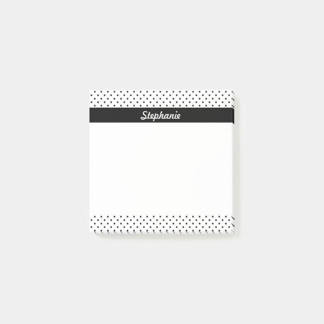 Personalised Black and White Polka Dots Post-it Notes (Front)