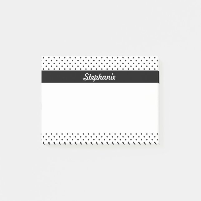 Personalised Black and White Polka Dots Post-it Notes (Front)