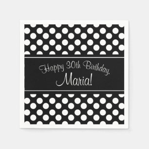 Personalised Black and White PolkaDot Paper Napkin