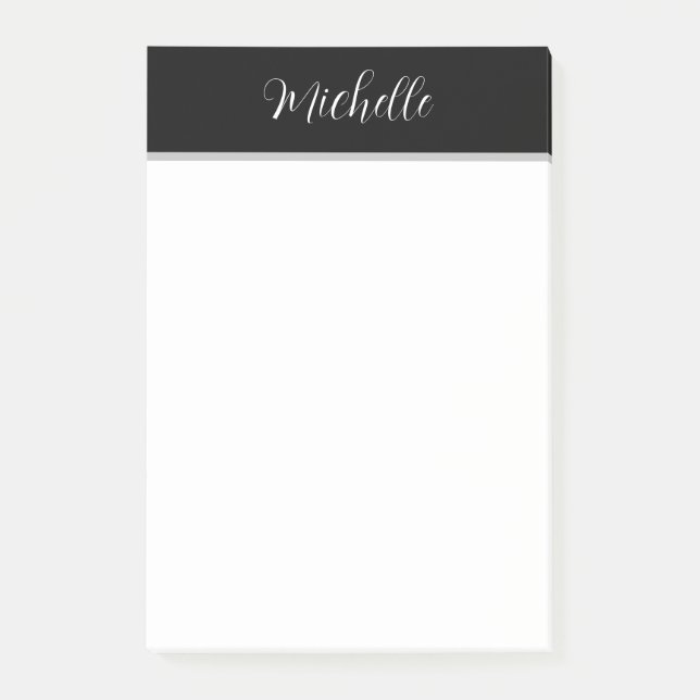 Personalised Black and white  Post-it Notes (Front)