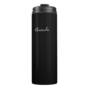Personalised Black and white script chic Thermal Tumbler