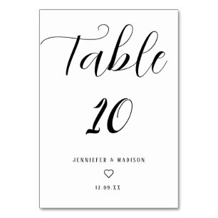 Personalised Black And White Script Table Number