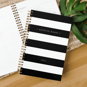Personalised Black and White Stripe Planner