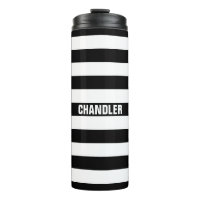 Personalised Black and White Striped Tumbler