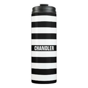 Personalised Black and White Striped Tumbler