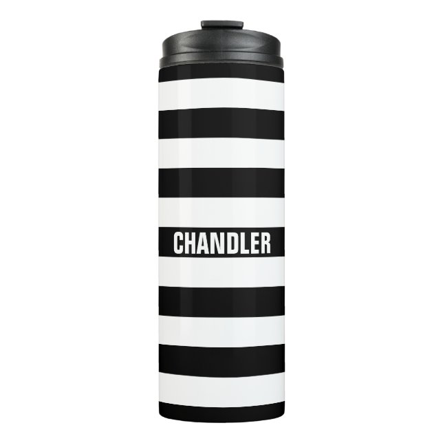 Personalised Black and White Striped Tumbler (Front)