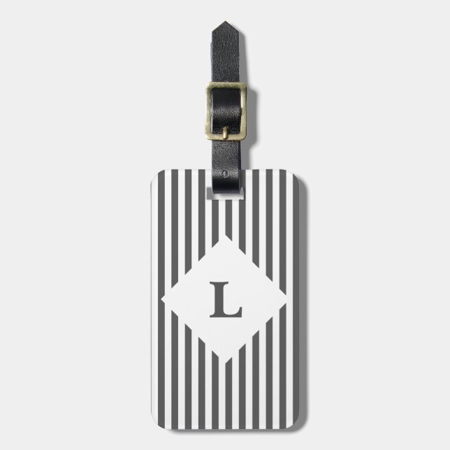 Personalised Black and White Stripes luggage tag (Front Vertical)