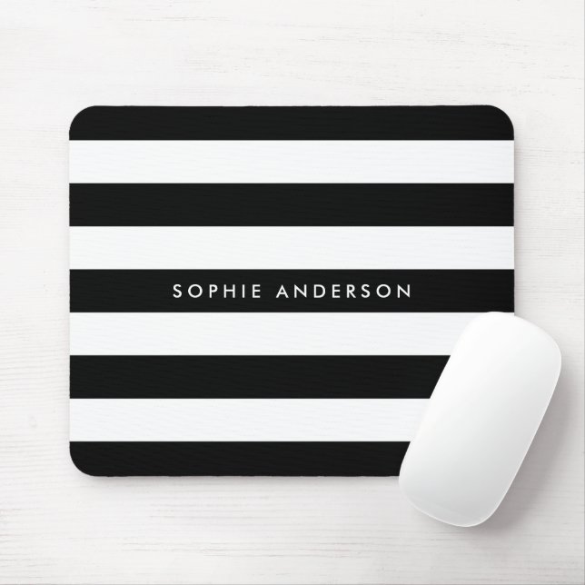 Personalised Black and White Stripes Mouse Mat (With Mouse)