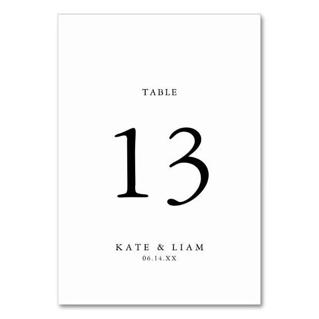 Personalised Black and White Table Number (Front)