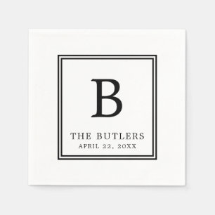 Personalised Black and White Wedding Paper Napkin