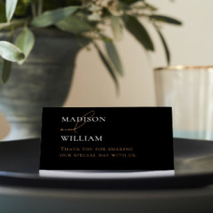 Personalised Black and White Wedding Place Card