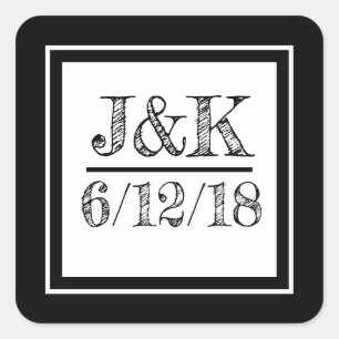Personalised Black and White Wedding Stickers