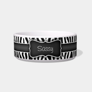 Personalised Black and White Zebra Pattern Bowl