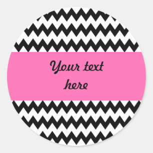Personalised Black and White Zigzag Classic Round Sticker