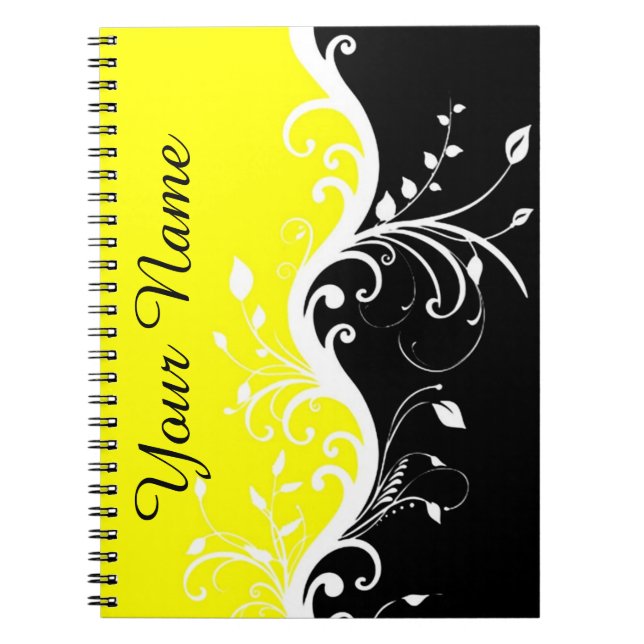 Personalised Black and Yellow Notebook (Front)
