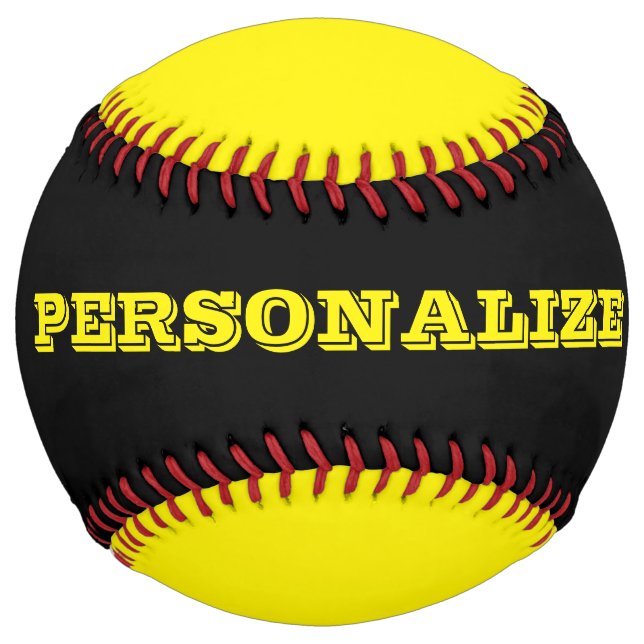Personalised black and yellow softball gift (Back)